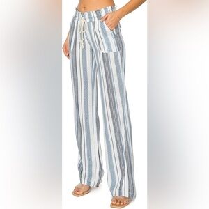 Jolt Blue and White Striped Wide Leg Pants